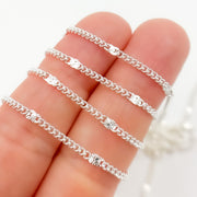Sterling Silver Curb Chain with Diamond Cut Marina Link
